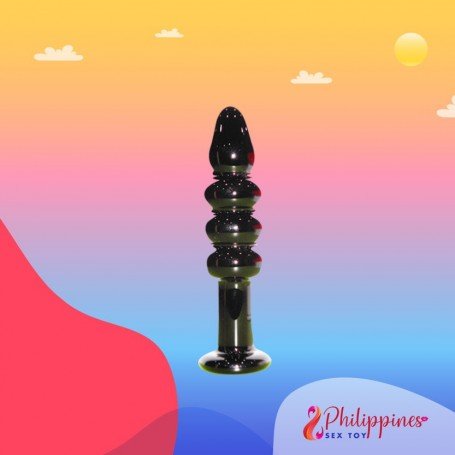 Black Beaded Glass Dildo Sex Toy